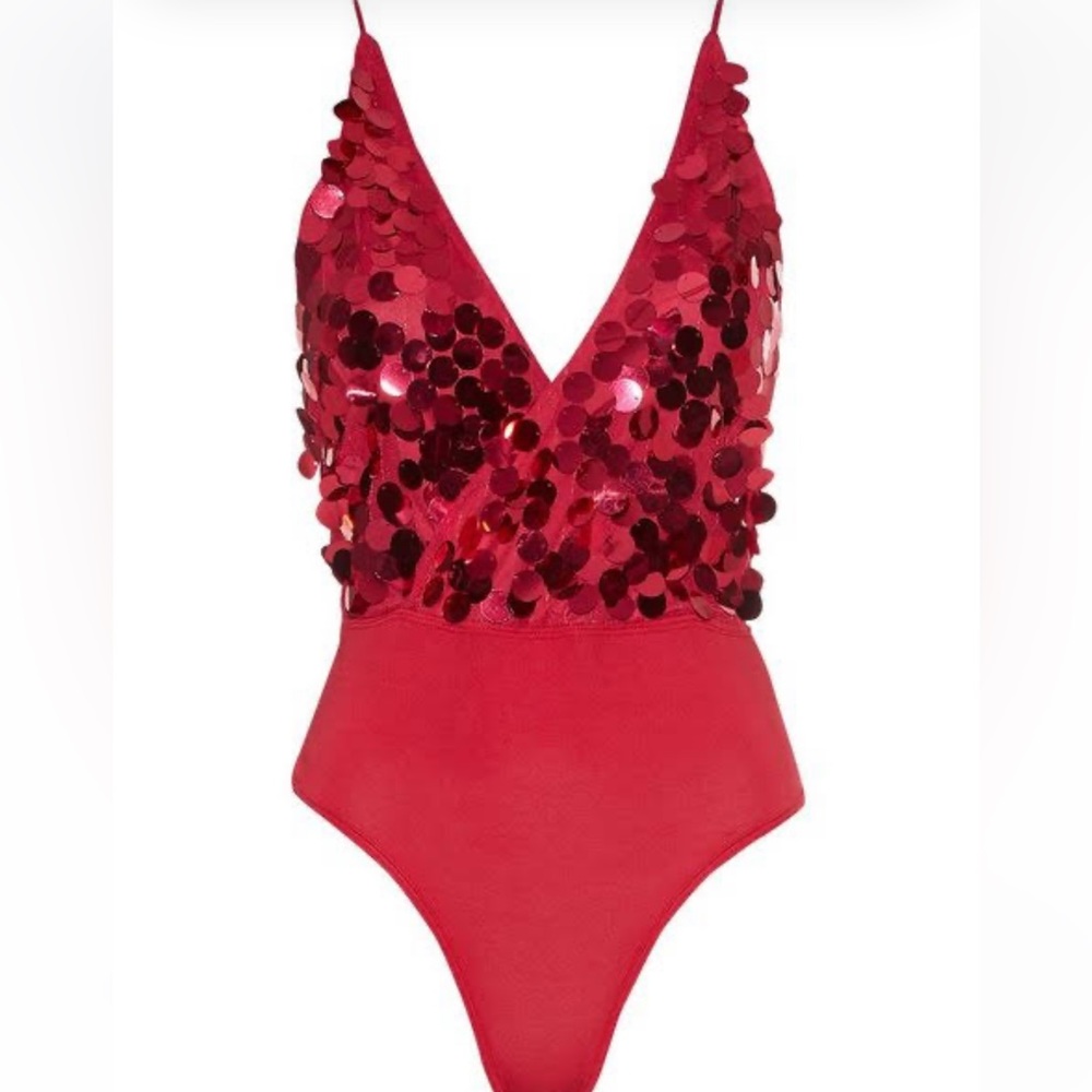 ABELA BODICE IN RED CHERRY DISC SEQUIN